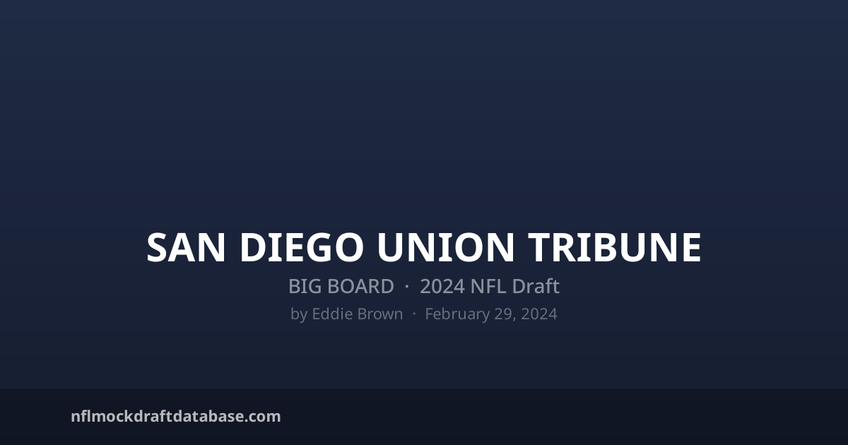 San Diego Union Tribune — 2024 NFL Draft Big Board | NFL Mock Draft ...