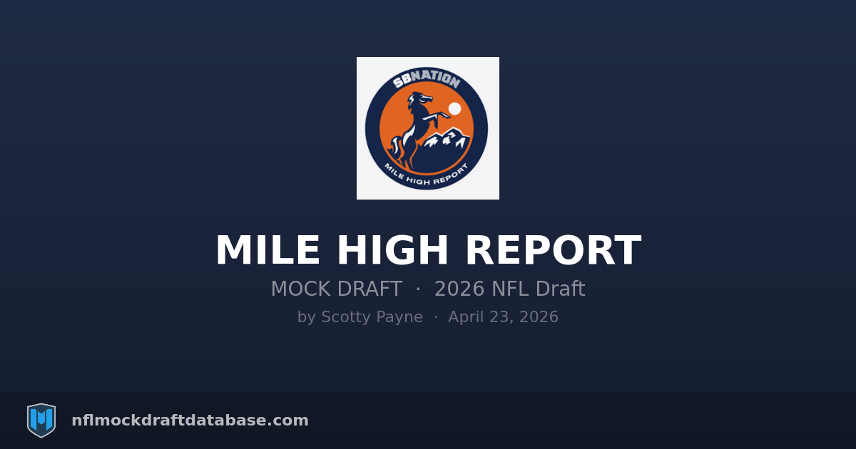 Springfield Mile Draft 2026 NFL Mock Draft by Scotty Payne (Mile High Report) | NFL Mock Draft ...
