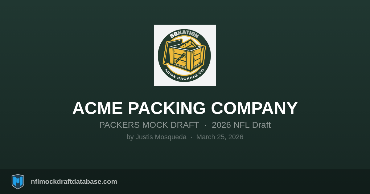 2026 Packers Mock Draft by Justis Mosqueda (Acme Packing Company) | NFL ...