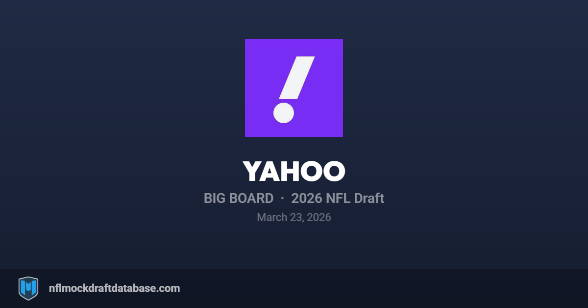 2026 NFL Big Board (Yahoo) | NFL Mock Draft Database