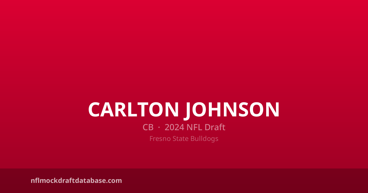 Carlton Johnson 2024 NFL Mock Draft Profile — CB | NFL Mock Draft Database