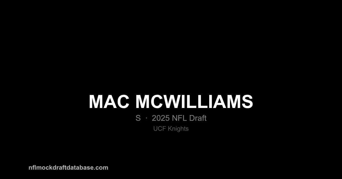 Mac McWilliams 2025 NFL Mock Draft Profile — S | NFL Mock Draft Database