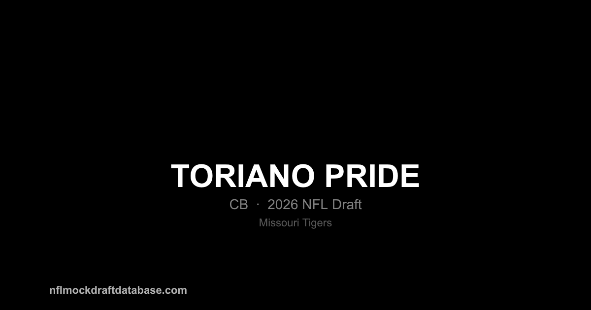 Toriano Toriano Pride 2026 NFL Mock Draft Profile — CB | NFL Mock Draft Database